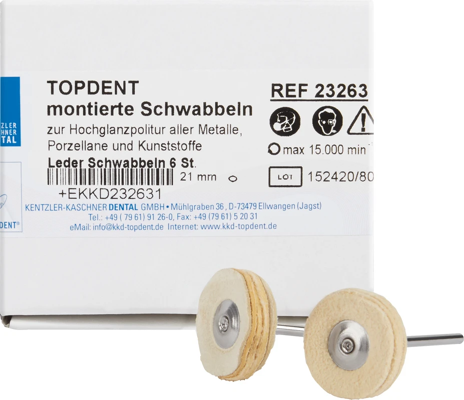 TOPDENT Lederschwabbel Packung 6 Stück HP, Leder, Ø 21 mm