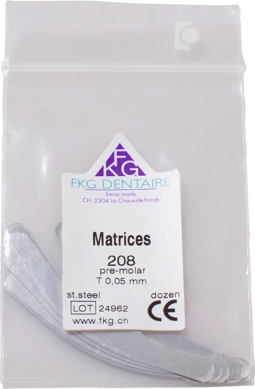 FKG Matrizen Packung 12 Stück 208, ET 0,05 mm, Prämolar