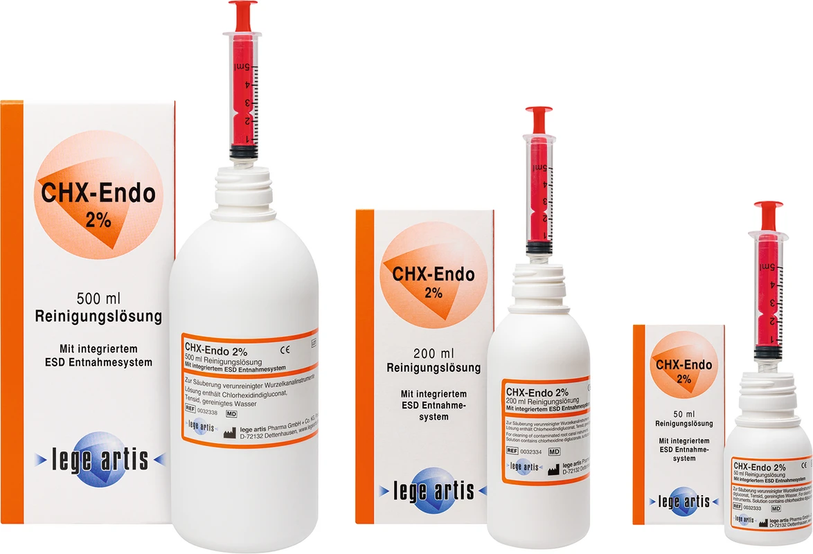 CHX-Endo 2% Flasche 500 ml Reinigungslösung mit ESD-Entnahmesystem