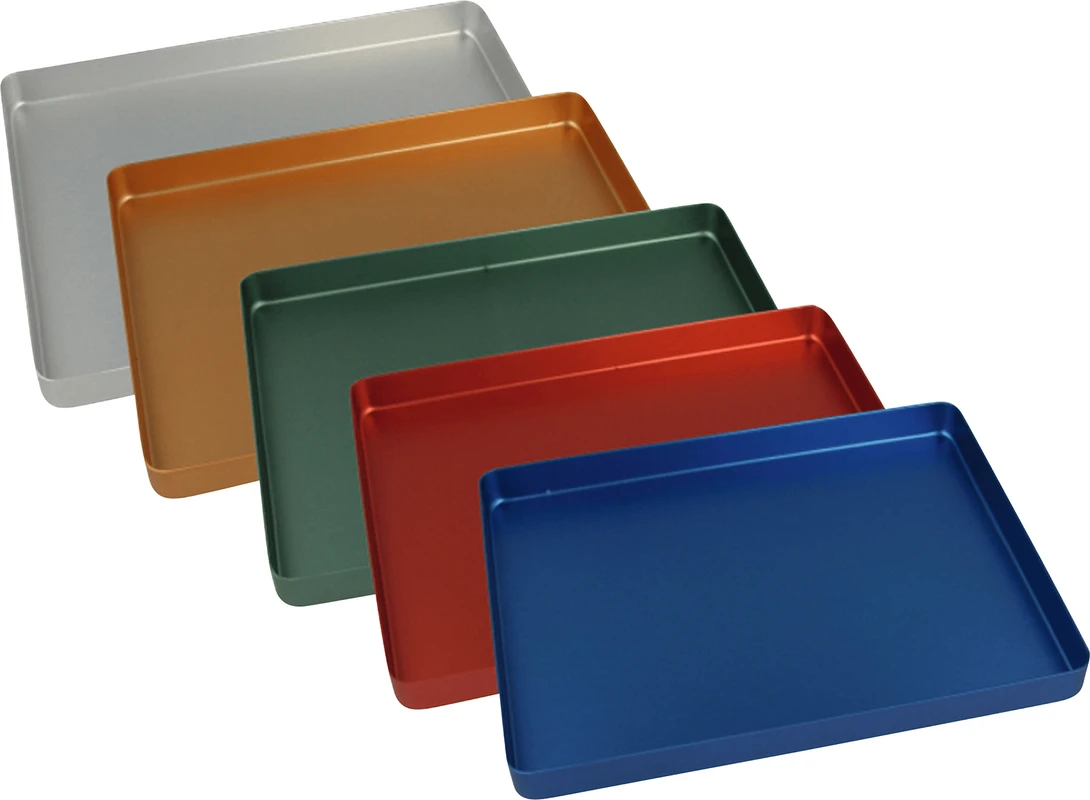 Norm-Tray Aluminium Stück Boden ungelocht blau, 18 x 28 cm