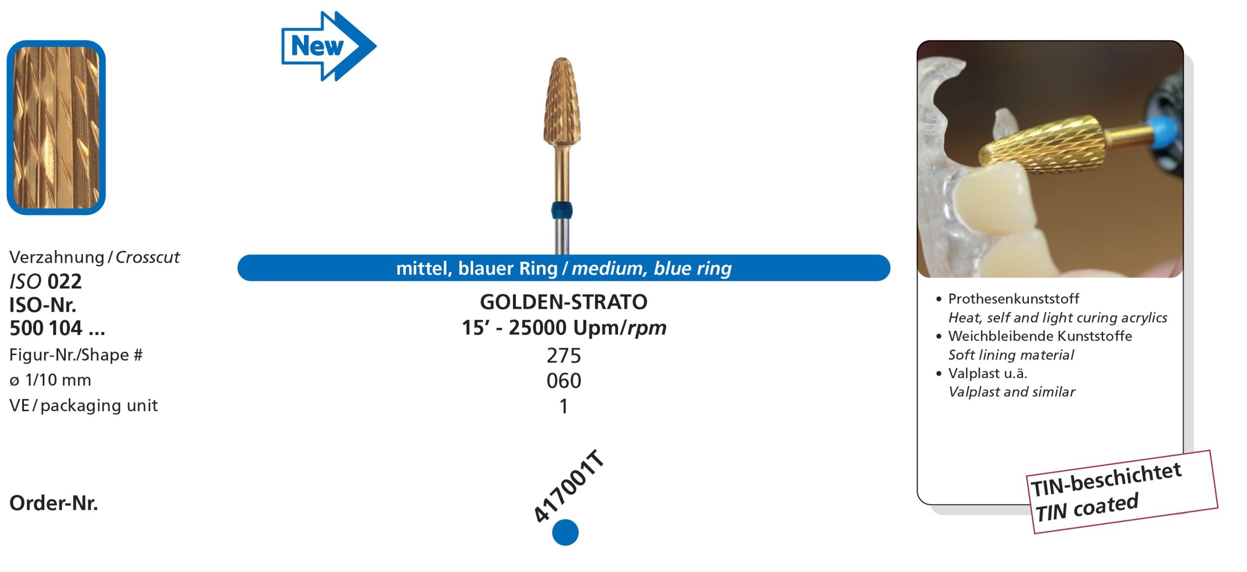 DIADUR Hartmetallfräse – GOLDEN- STRATO