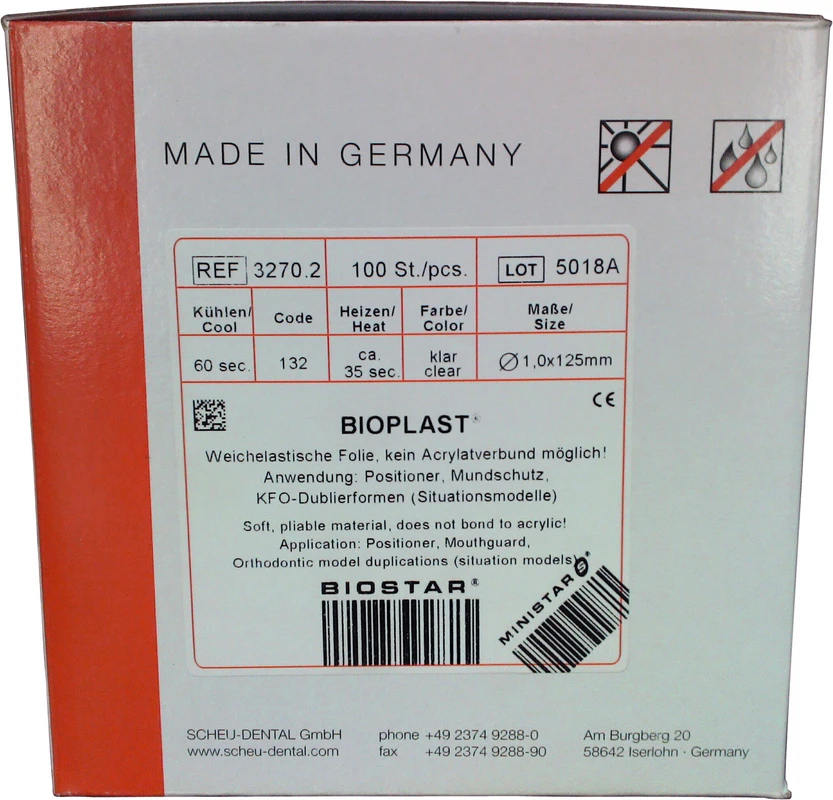 BIOPLAST® Packung 100 Stück klar, rund, Ø 125 mm, Stärke 1 mm