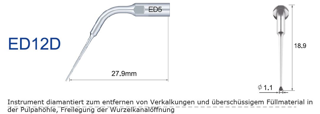 ED12D Ultraschallspitze diamantiert zur Freilegung des Wurzelkanals