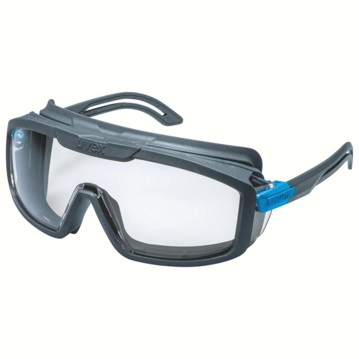 uvex Brille i-guard 9143.266, Kat.II, anthrazit/blau, PC, farblos, excellence, 48g, 1 Stück